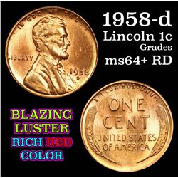 1958-d Lincoln Cent 1c Grades Choice+ Unc RD