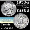 Image 1 : 1953-s Washington Quarter 25c Grades GEM+ Unc