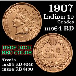 1907 Indian Cent 1c Grades Choice Unc RD