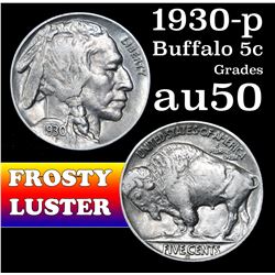 1930-p Buffalo Nickel 5c Grades AU, Almost Unc