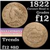 Image 1 : 1822 Coronet Head Large Cent 1c Grades f, fine