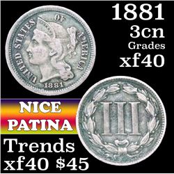 1881 Three Cent Copper Nickel 3cn Grades xf