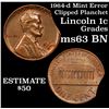 Image 1 : 1964-d Mint Error 'Clipped Planchet' Lincoln Cent 1c Grades Select Unc BN