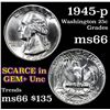 Image 1 : 1945-p Washington Quarter 25c Grades GEM+ Unc