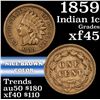 Image 1 : 1859 Indian Cent 1c Grades xf+