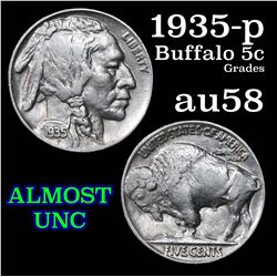 1935-p Buffalo Nickel 5c Grades Choice AU/BU Slider