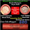 Image 1 : Mixed small cents 1c orig shotgun roll, 1919-s one end, 1887 Indian cent other end