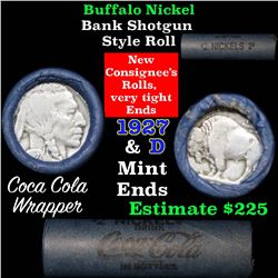 Full roll of Buffalo Nickels, 1927 on one end & a 'd' Mint reverse on other end (fc)