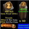 Image 1 : Proof 1974-s Lincoln cent 1c roll, 50 pieces (fc)