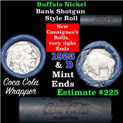 Full roll of Buffalo Nickels, 1923 on one end & a 'd' Mint reverse on other end (fc)