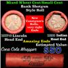 Image 1 : Mixed small cents 1c orig shotgun roll, 1917-d one end, 1899 Indian cent other end