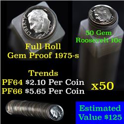 Proof 1975-s Roosevelt Dime 10c roll, 50 pieces (fc)