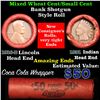 Image 1 : Mixed small cents 1c orig shotgun roll, 1916-d one end, 1891 Indian cent other end