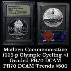 1995-p Olympic Cycling Proof  Modern Commem Dollar $1 Grades GEM++ Proof Deep Cameo