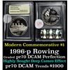 Image 1 : 1996-p Olympic Rowing Proof Modern Commem Dollar $1 Grades GEM++ Proof Deep Cameo
