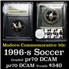Image 1 : ***Rare 1996-s Olympic Soccer Proof Modern Commem Half Dollar 50c Grades GEM++ Proof Deep Cameo