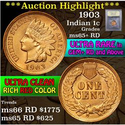 ***Auction Highlight*** 1903 Indian Cent 1c Graded Gem+ Unc RD by USCG (fc)