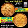 Image 1 : ***Auction Highlight*** 1910-p Lincoln Cent 1c Graded Gem+ Unc RD by USCG (fc)