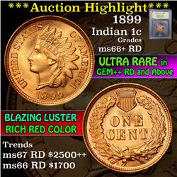 ***Auction Highlight*** 1899 Indian Cent 1c Graded GEM++ RD by USCG (fc)