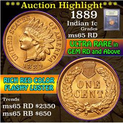 ***Auction Highlight*** 1889 Indian Cent 1c Graded GEM Unc RD by USCG (fc)