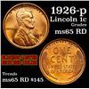 Image 1 : 1926-p Lincoln Cent 1c Grades GEM Unc RD