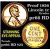 Image 1 : Proof 1956 Lincoln Cent 1c Grades Gem+ Proof Red