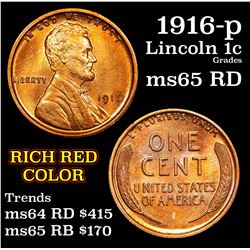 1916-p Lincoln Cent 1c Grades GEM Unc RD (fc)