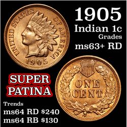 1905 Indian Cent 1c Grades Select+ Unc RD