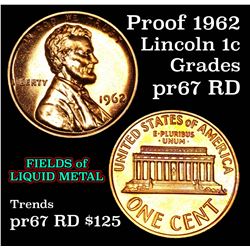 Proof 1962 Lincoln Cent 1c Grades Gem++ Proof Red