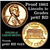 Image 1 : Proof 1962 Lincoln Cent 1c Grades Gem++ Proof Red