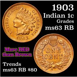 1903 Indian Cent 1c Grades Select Unc RB