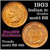 Image 1 : 1903 Indian Cent 1c Grades Select Unc RB
