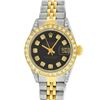 Image 2 : Rolex Ladies Two Tone 14K Black Diamond Lugs Datejust Watch