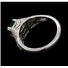Image 3 : 18KT White Gold 1.20 ctw Emerald and Diamond Ring