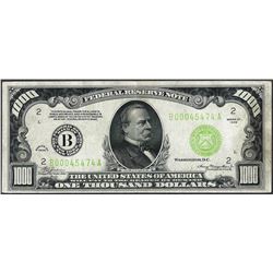 1934 $1,000 Federal Reserve Note New York Light Green Seal