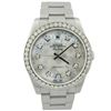 Image 1 : Rolex Mens Air-King Stainless Steel 34mm MOP Diamond Dial Watch