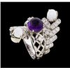 Image 4 : 14KT White Gold 4.36 ctw Amethyst and Diamond Ring