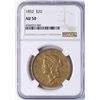 Image 1 : 1852 $20 Liberty Head Double Eagle Gold Coin NGC AU50