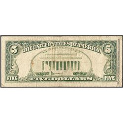 1985 $5 Federal Reserve Partial Offset ERROR Note