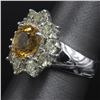 Image 2 : 14KT White Gold Fashion Sunflower Citrine and Diamond Ring