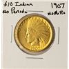Image 1 : 1907 No Motto $10 Indian Head Eagle Gold Coin No Periods