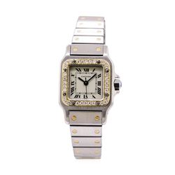 Cartier Ladies Santos Stainless Steel & 18KT Yellow Gold 0.40 ctw Diamond Wristw