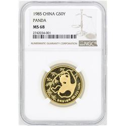 1985 China 50 Yuan Gold Panda Coin NGC MS68