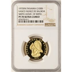 1975FM Panama 100 Balboas Gold Coin NGC PF70 Ultra Cameo