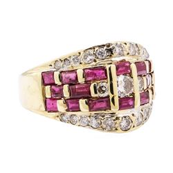 14KT Yellow Gold 1.70 ctw Diamond and Ruby Ladies Ring