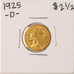 1925-D $2 1/2 Indian Head Quarter Eagle Gold Coin