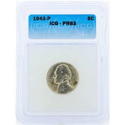 1942-P Jefferson Proof Nickel Coin ICG PR63