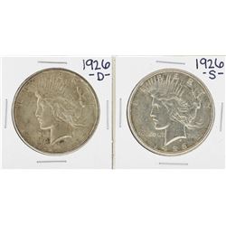 Lot of 1926-D & 1926-S $1 Peace Silver Dollar Coins