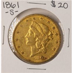 1861-S $20 Liberty Head Double Eagle Gold Coin