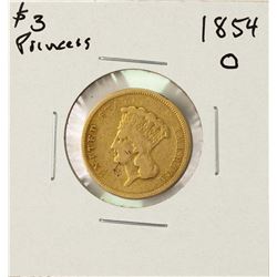 1854-O $3 Indian Princess Head Gold Coin